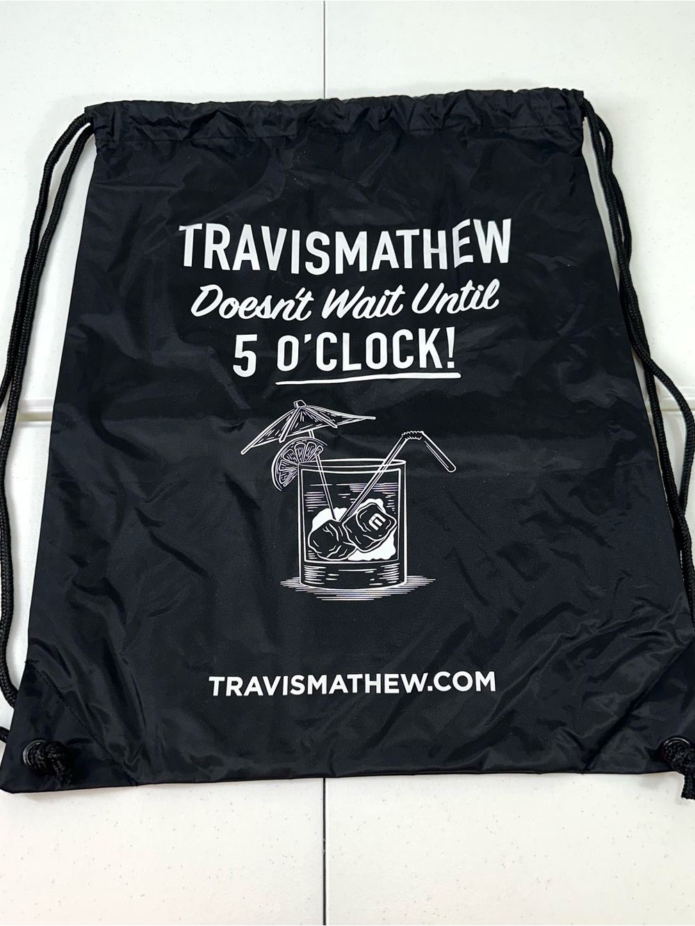 Travis Mathew Black Drawstring Gym Sack